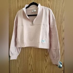 H&M Light Pink Crop zipped Sweatshirt